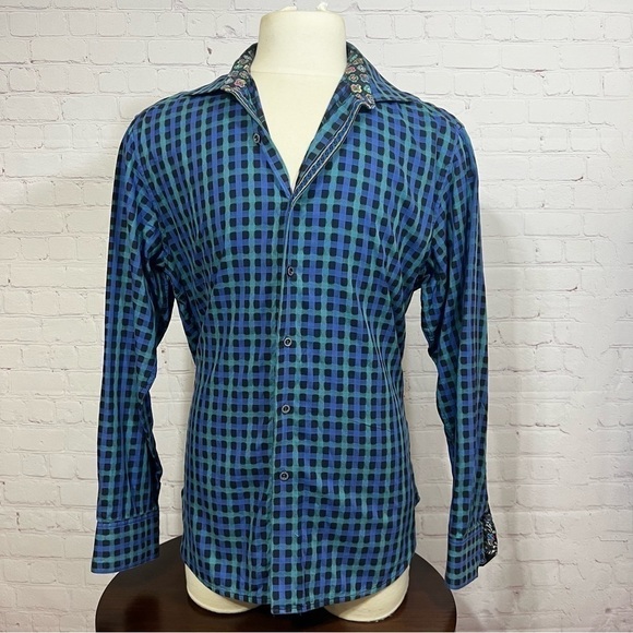 ROBERT GRAHAM LONG SLEEVE BUTTON DOWN SHIRT XL flip cuff detail EUC - Picture 1 of 10